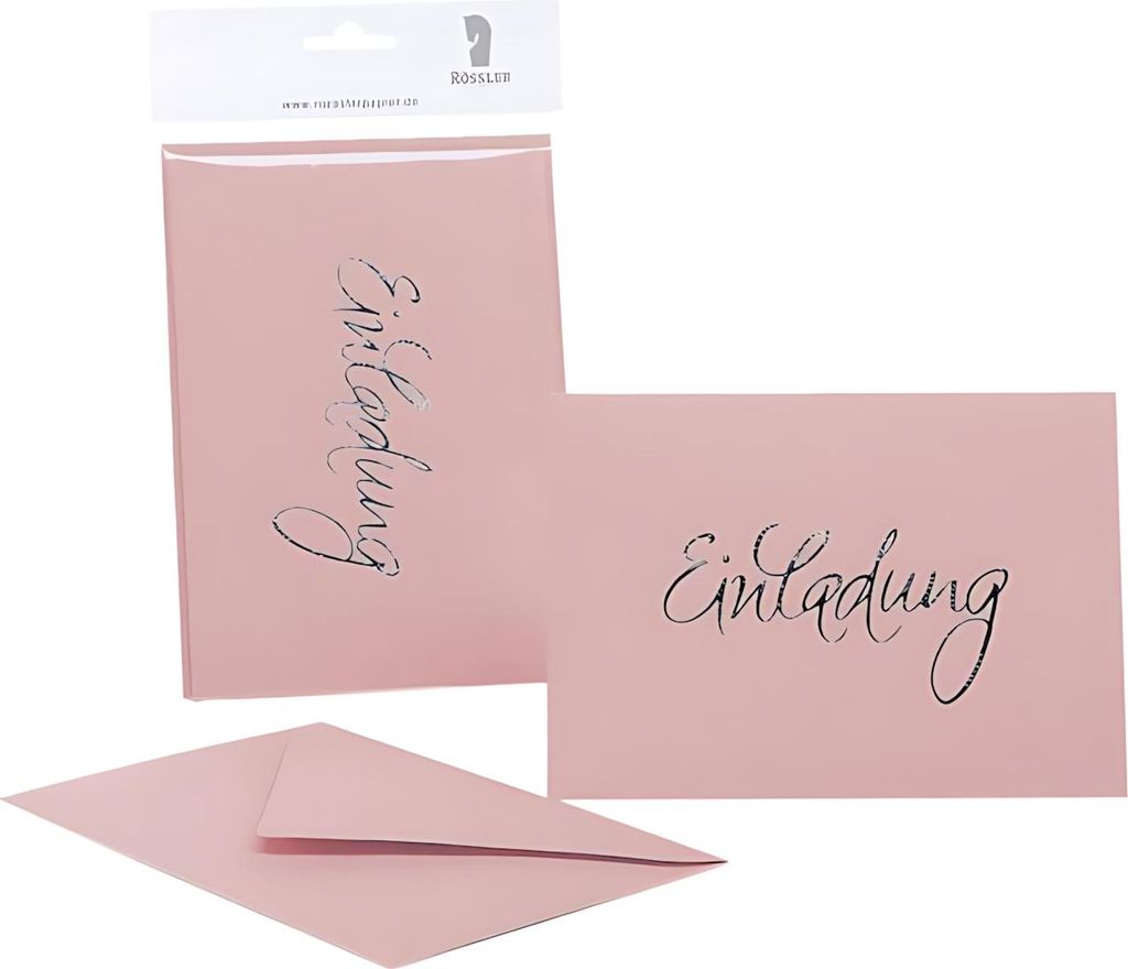 RÖSSLER Einladung Kartenset 4/4 Rose gerippt B6