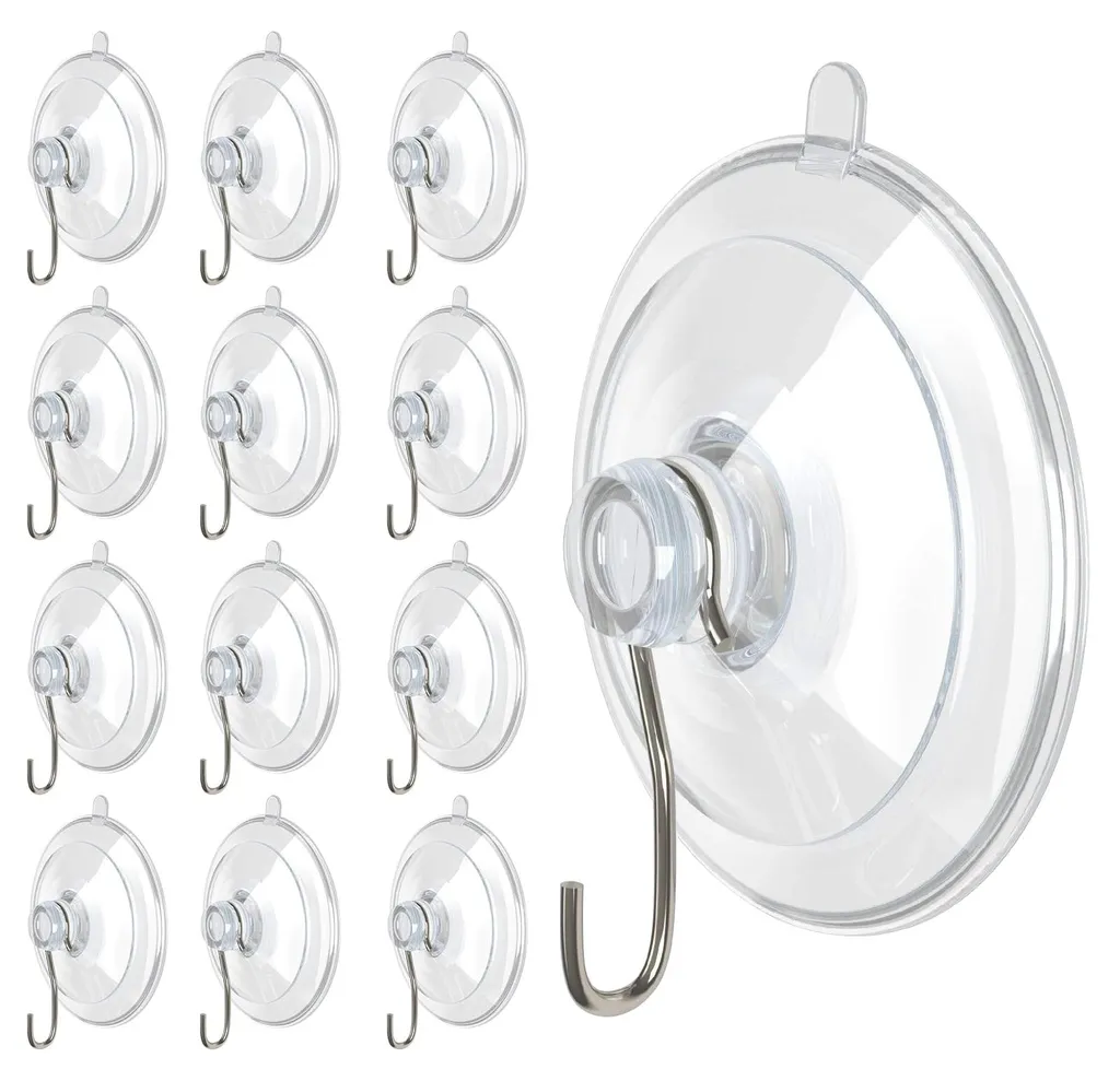 Crochet ventouse transparent en PVC lot de 20 pour cuisine et salle de bain