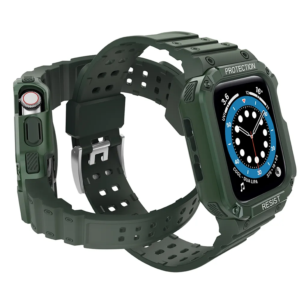Cinturino Protettivo Apple Watch Series 7 45mm - Cover Blindata Verde
