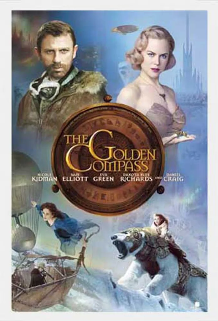 Poster Golden Compass encadré MDF Blanc Shinsuke avec vitre acrylique