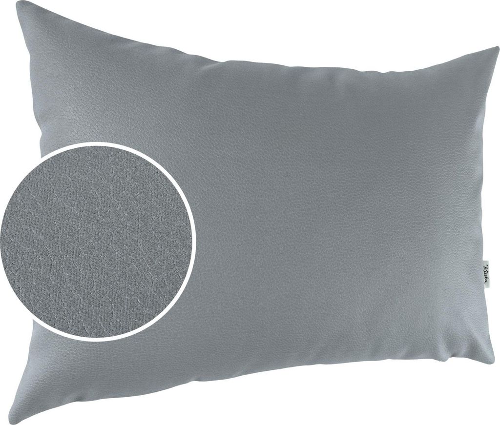 Dekokissen 30x50cm ohne Füllung KUMO atmungsaktive Kunstleder Kissenbezug Zierkissen Einfarbig Leder-Optik UNI Hellgrau