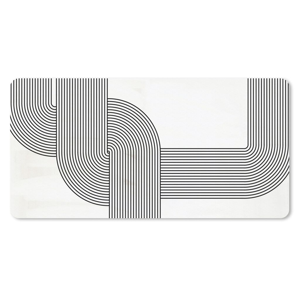 MuchoWow Mauspad Mousepad Kunst - Schwarz - Weiß 60x30 cm - Mousepads - Maus Mat - Pad - Mausunterlage - Nachhaltig