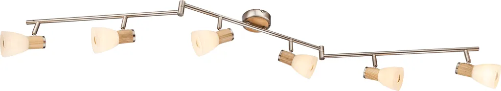 Plafonnier 6 spots orientables en nickel mat - Éclairage Globo E14