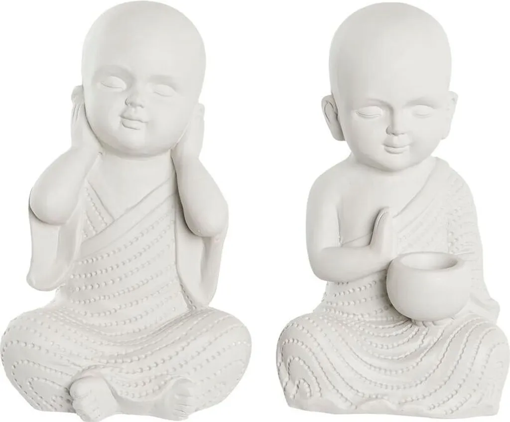 Figurine décorative Moine Oriental DKD Home Decor Blanc 25x39cm (2 pcs)