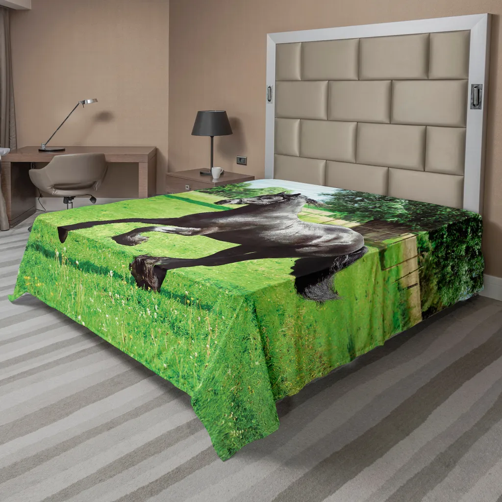 Drap de Lit Doux Cheval Frison Puissance Intérieure 244x205 cm Confort