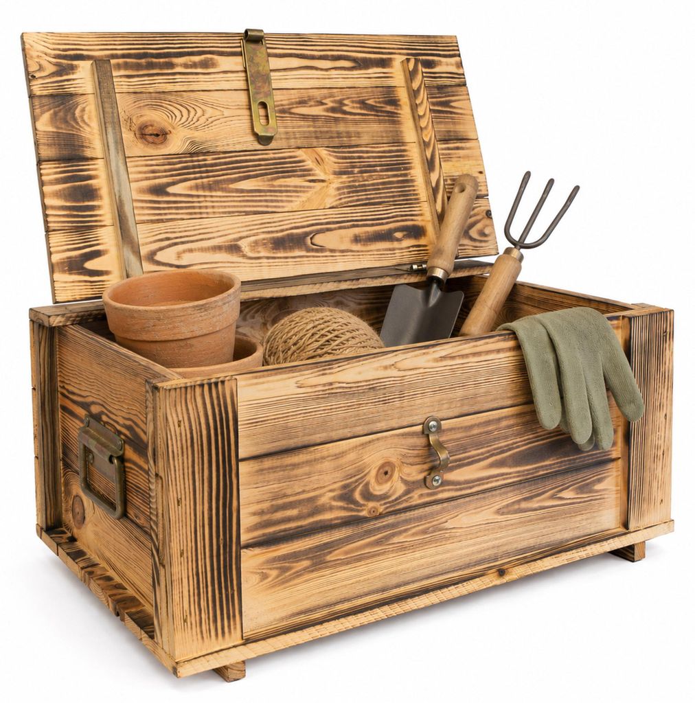 Truhe Hugo geflammt mit Deckel  50 x 36 x 26cm Produktbild 