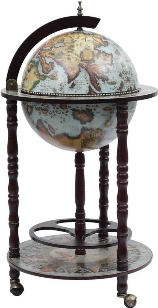 Minibar d'intérieur Globe Terrestre Vintage pour bouteilles et verres