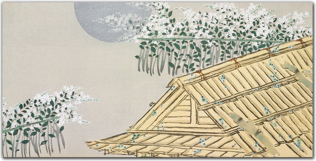 Coloray Bild aus Leinwand 100x50 Leinwand Dekoration - Asien Haus Blumen Blumen