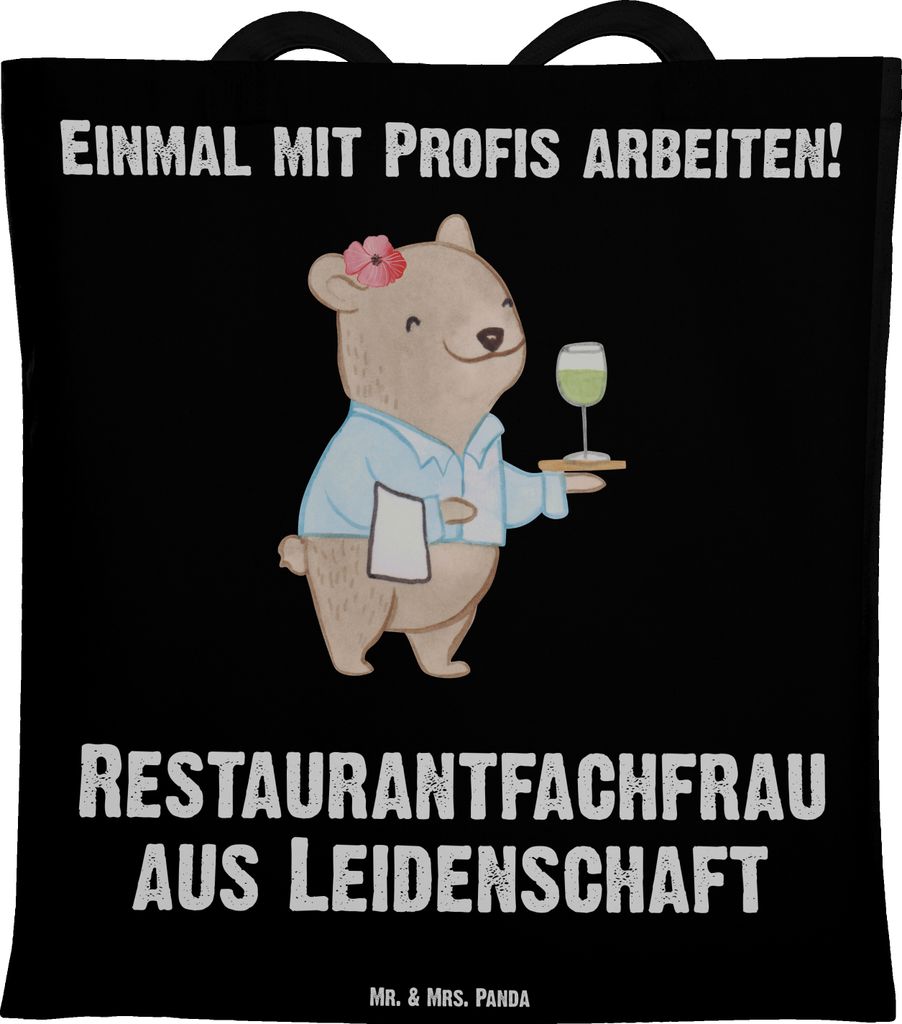 Mr. & Mrs. Panda Einkaufstasche Restaurantfachfrau Leidenschaft - Schwarz - Geschenk, Uni Tasche, Schultasche, Laptoptasche, Tote Bag, totebag