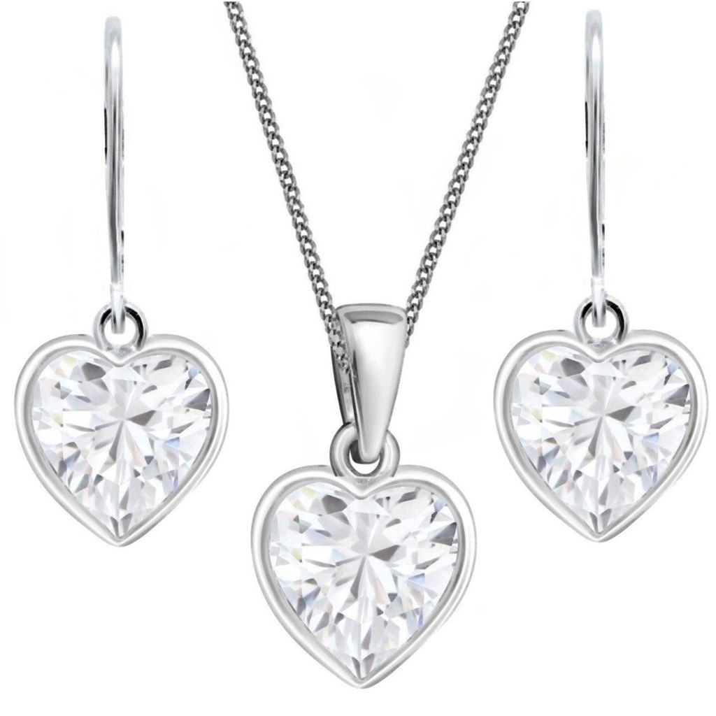 Zartes Herz Schmuckset I Kette mit Ohrringen für Mädchen I 40cm