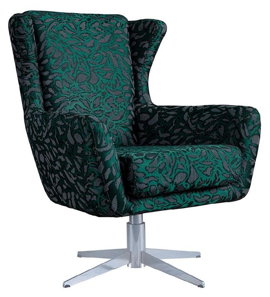 Sessel Stoff Wohnzimmer Polyester Design grün Modern Sitz Sessel Stuhl Luxus