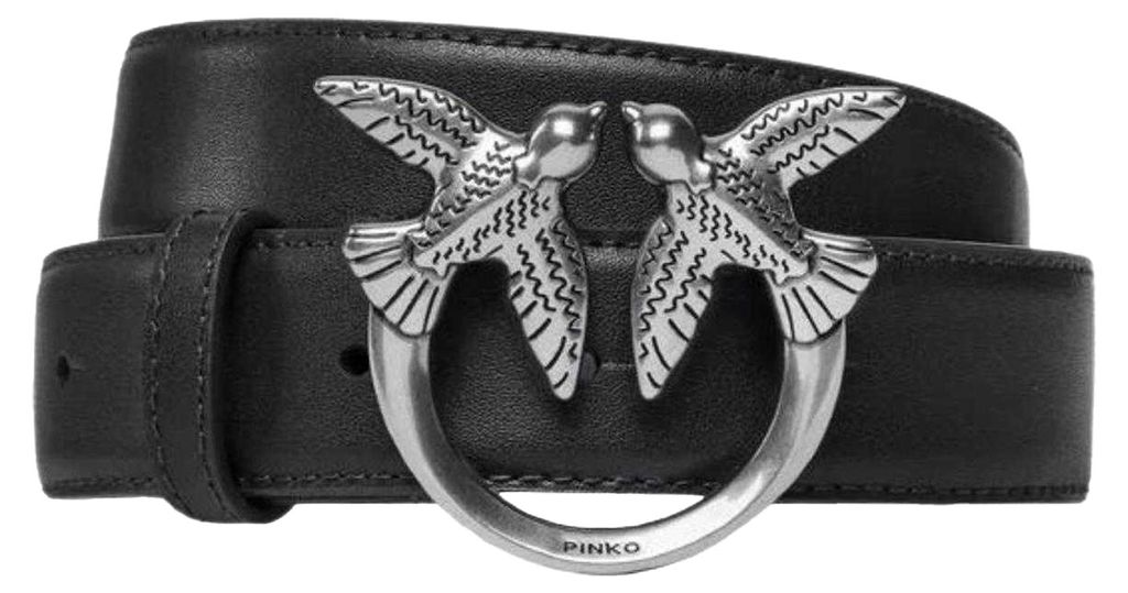 Pinko - "Love Berry H3" Gürtel für Damen, Logo, Leder NA223 (XS) (Schwarz)
