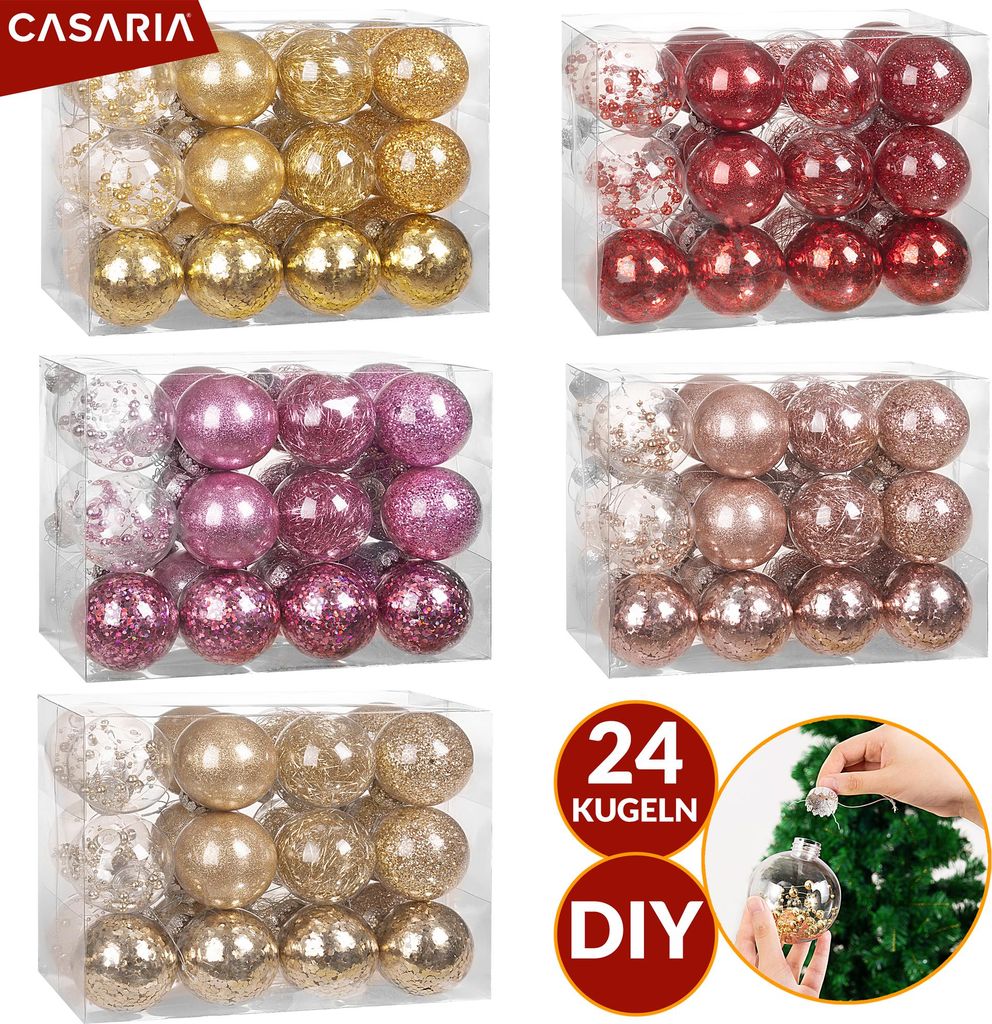 Set de 24 boules de Noël Ø 8 cm en plastique transparent Image du produit 
