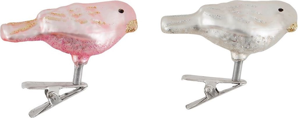 Sass & Belle Baumschmuck Glasschmuck Vogelclip Vogel Klammern im 2-er Set weihnachtsanhänger christbaumhänger christbaumschmuck vogelaufhänger v...