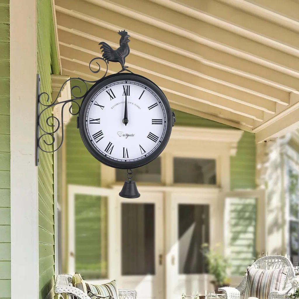 Horloge extérieure double face résistante aux intempéries style gare
