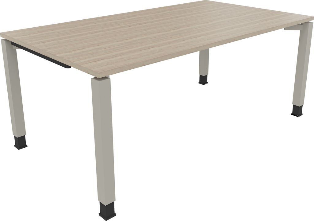 Schreibtisch Vierfuß Quadratrohr B1800xT1000xH680-820 si/Eiche Natur