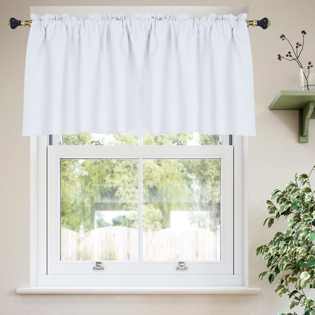 2 Stück Scheibengardinen Verdunkelungs Vorhänge Bistrogardine Kurz Vorhang Gardinen für Küche Wohnzimmer Schlafzimmer, B132xH76cm, Weiß