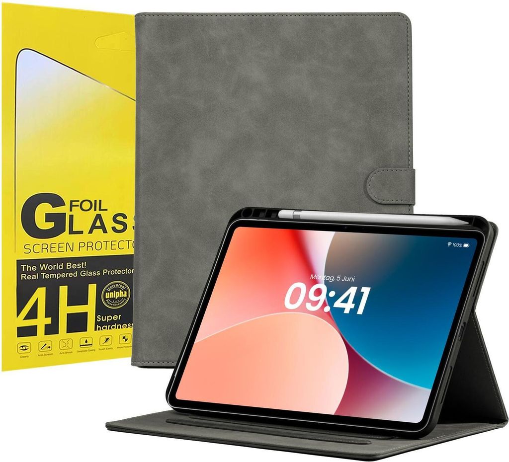 LBH Tablet Schutzhülle + 2x 4H Displayfolie für Apple iPad Air 6. Gen 11 Zoll Cover Case Schutz Tablet Farbe: Grau