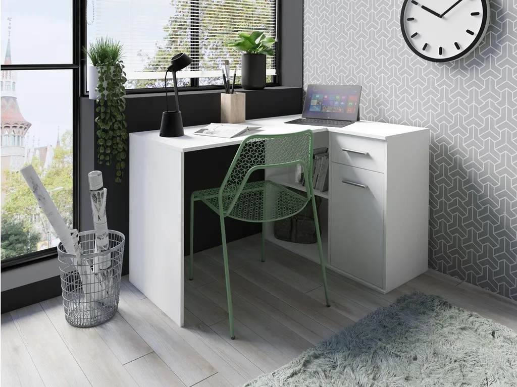 Bureau d'angle blanc ACACIAS : fini le manque de place pour travailler