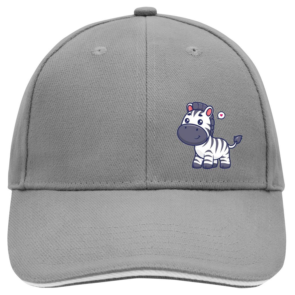 Huuraa Cappy Mütze Zebra Comic Dark Grey/White Baumwolle 6-Panel Kappe Geschenkidee