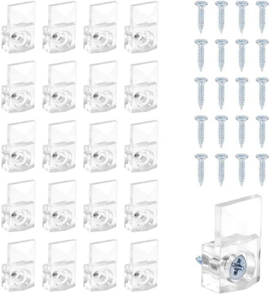 20 Pinces de Fixation Miroir en Plastique avec Vis de Montage Mural