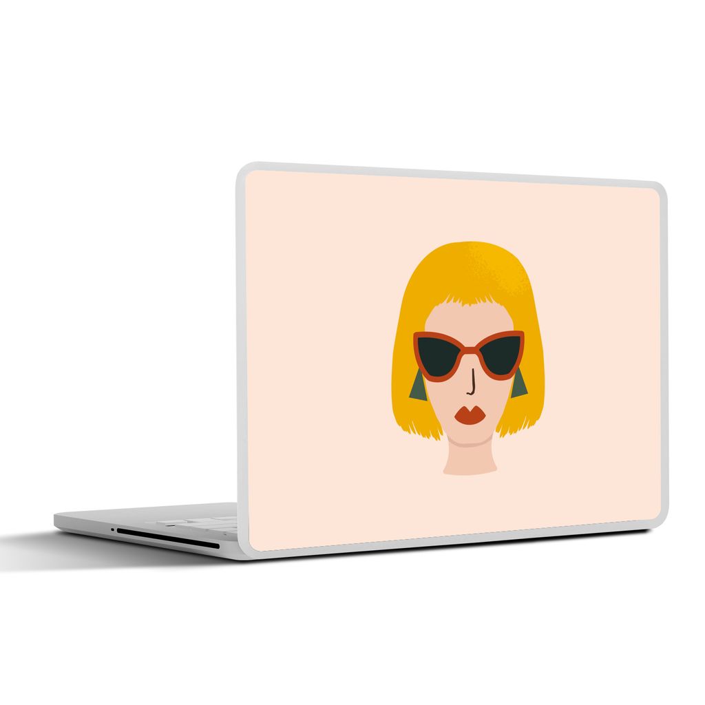 MuchoWow Laptop Aufkleber Sticker Cover Frau - Sonnenbrille - Sommer 36.5x27.5 cm - Laptop-Sticker