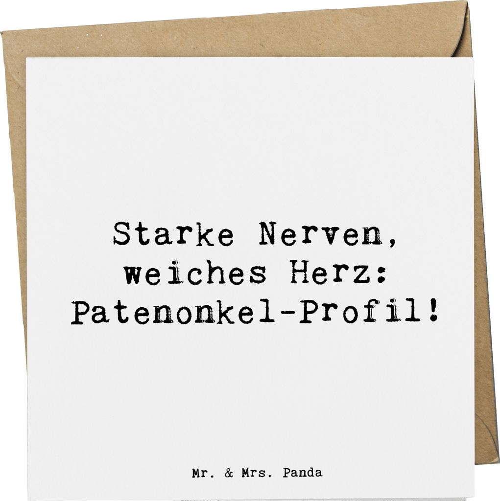 Mr. & Mrs. Panda Grußkarte Spruch Starke Patenonkel - Weiß - Geschenk, Unterstützung, Glückwunschkarte, Patengeschenke, Geburtstage, faltkarte,...