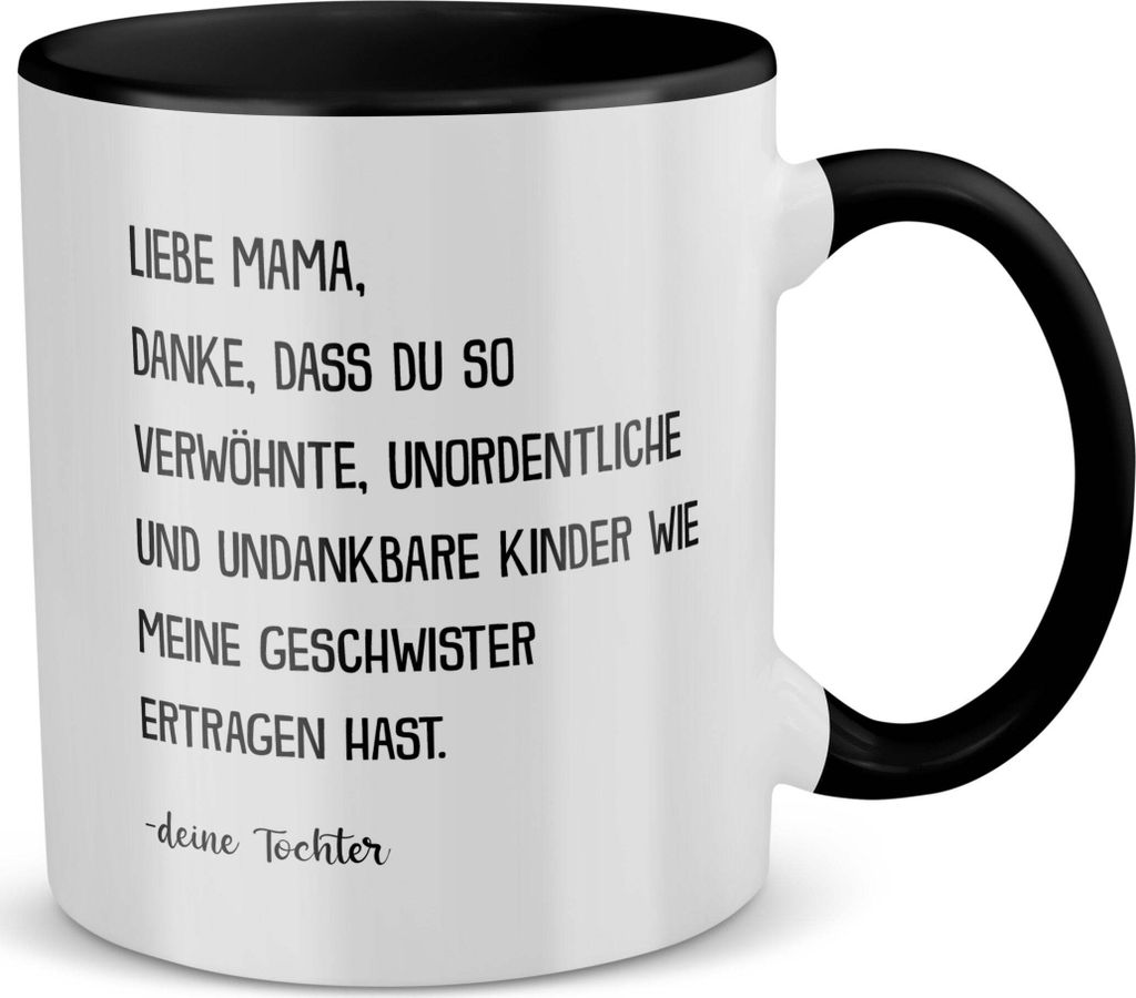22Feels Mama Geschenk von Tochter Muttertag Geburtstag Mutter Tasse Weihnachten Frauen Kaffeetasse Haferl (Weiss-Schwarz)