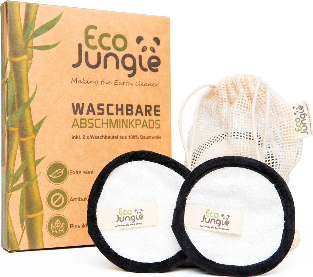 ECO JUNGLE Waschbare Abschminkpads - Abschminktücher (12 Produktbild 