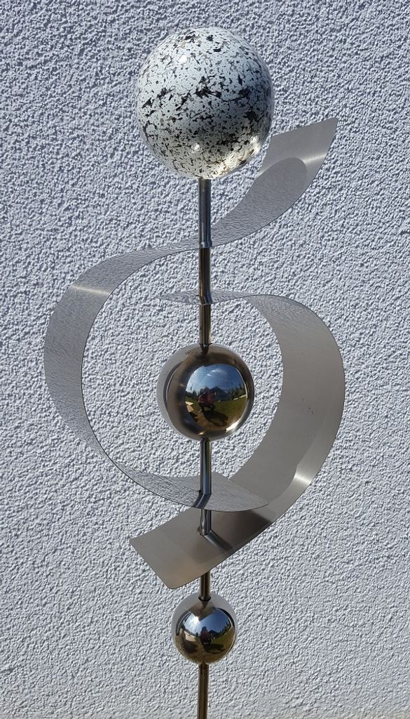 Skulptur Jupiter Kugel  weiss Edelstahl 100 cm Beetstecker Produktbild 