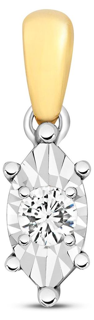 Moderner 9 Karat (375) Gold Damen - Diamant Anhänger Brillant-Schliff 0.06 Karat GH - I1 - 13mm*4mm; TRS158219KY