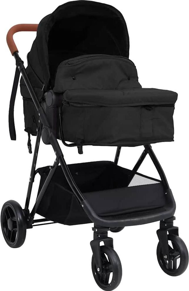 vidaXL 3-in-1 Kinderwagen Anthrazit und Schwarz Stahl