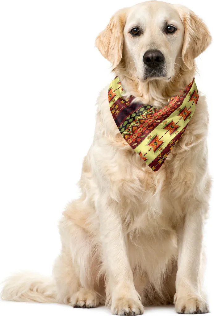 ABAKUHAUS Bandana tribale per animali domestici, frecce e rose, 40x40 cm, multicolore