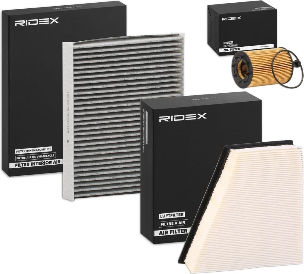 RIDEX Filterset Inspektionspaket Filtersatz für VW POLO (9N) Polo Schrägheck (6R1, 6C1) Fox Schrägheck (5Z1, 5Z3, 5Z4) für SKODA Fabia II Schr...
