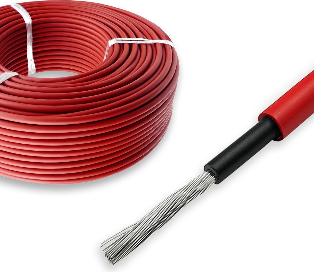 Solarkabel 6mm² H1Z2Z2-K Rot - 50m - UV-beständig, flexibel, Photovoltaik Kabel, PV Kabel, Solar Anschlusskabel für Solarpanel, Wechselrichter &...