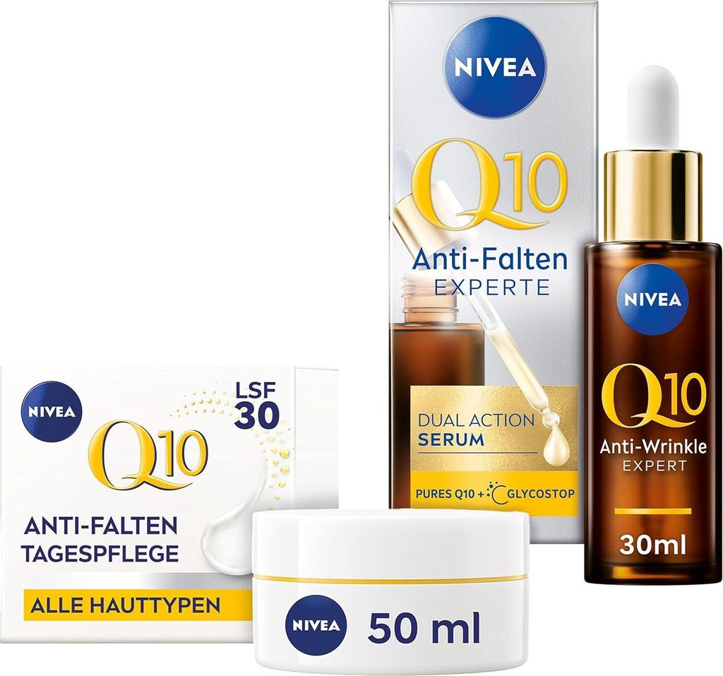 NIVEA Q10 Anti-Falten Dual Action Serum 30ml + Q10 Tagespflege LSF30 50ml Set