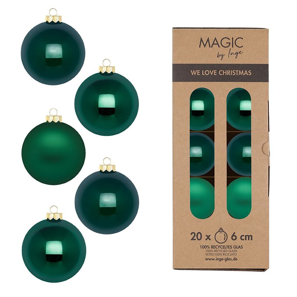 Weihnachtskugeln Glas 6cm 20 Stück - Fir Green Produktbild 
