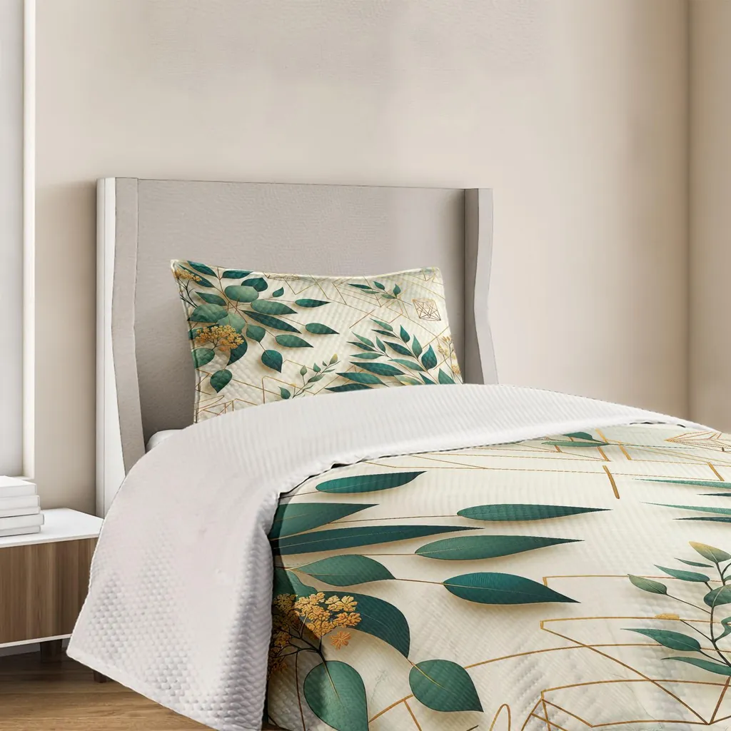 Lenzuolo Con Angoli 90x200 Cm – Motivo Foglie Botanico, Verde E Bianco, Morbida Microfibra Con Tasca Elastica (Fino A 40 Cm) - 4