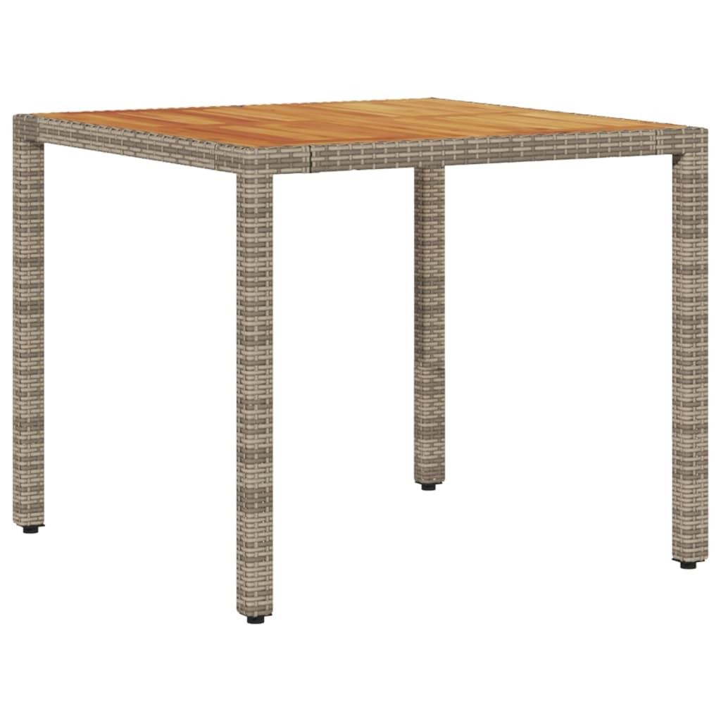 Gartentisch mit Akazienholz-Platte Grau 90x90x75 cm Poly Produktbild 