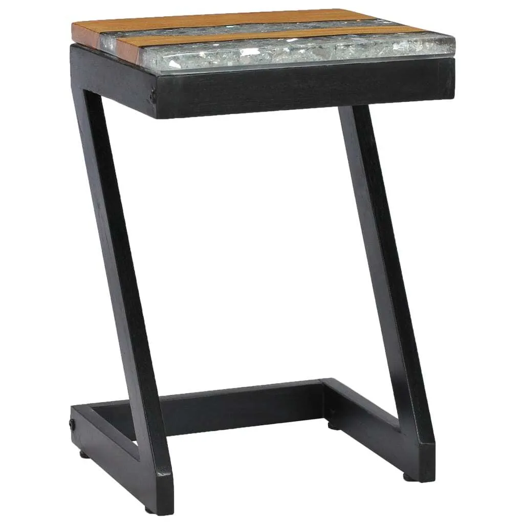Tavolino Design Industrial Teak e Poliresina 30x30x50 cm | Novità