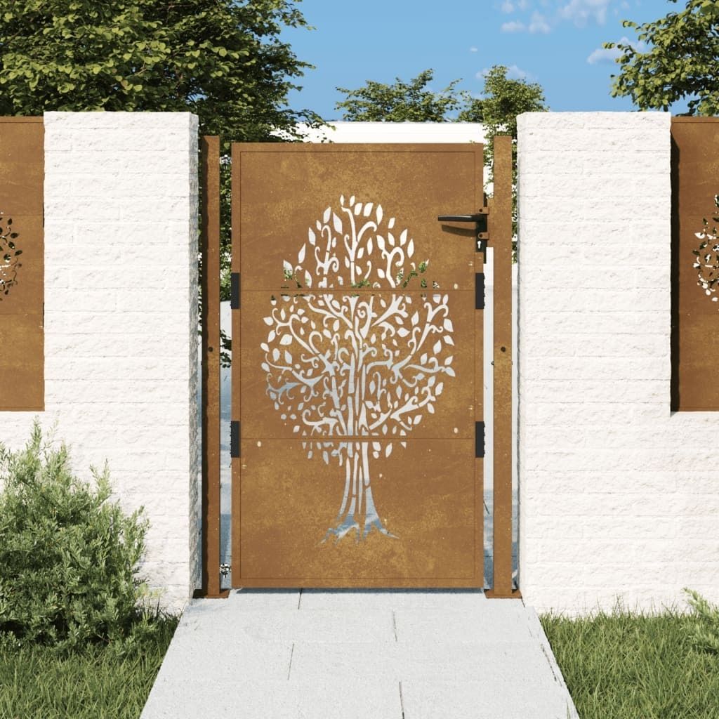 "2026 Promotion" Gartentor 100x150 cm Cortenstahl Baumdesign - Gartentore CC1599