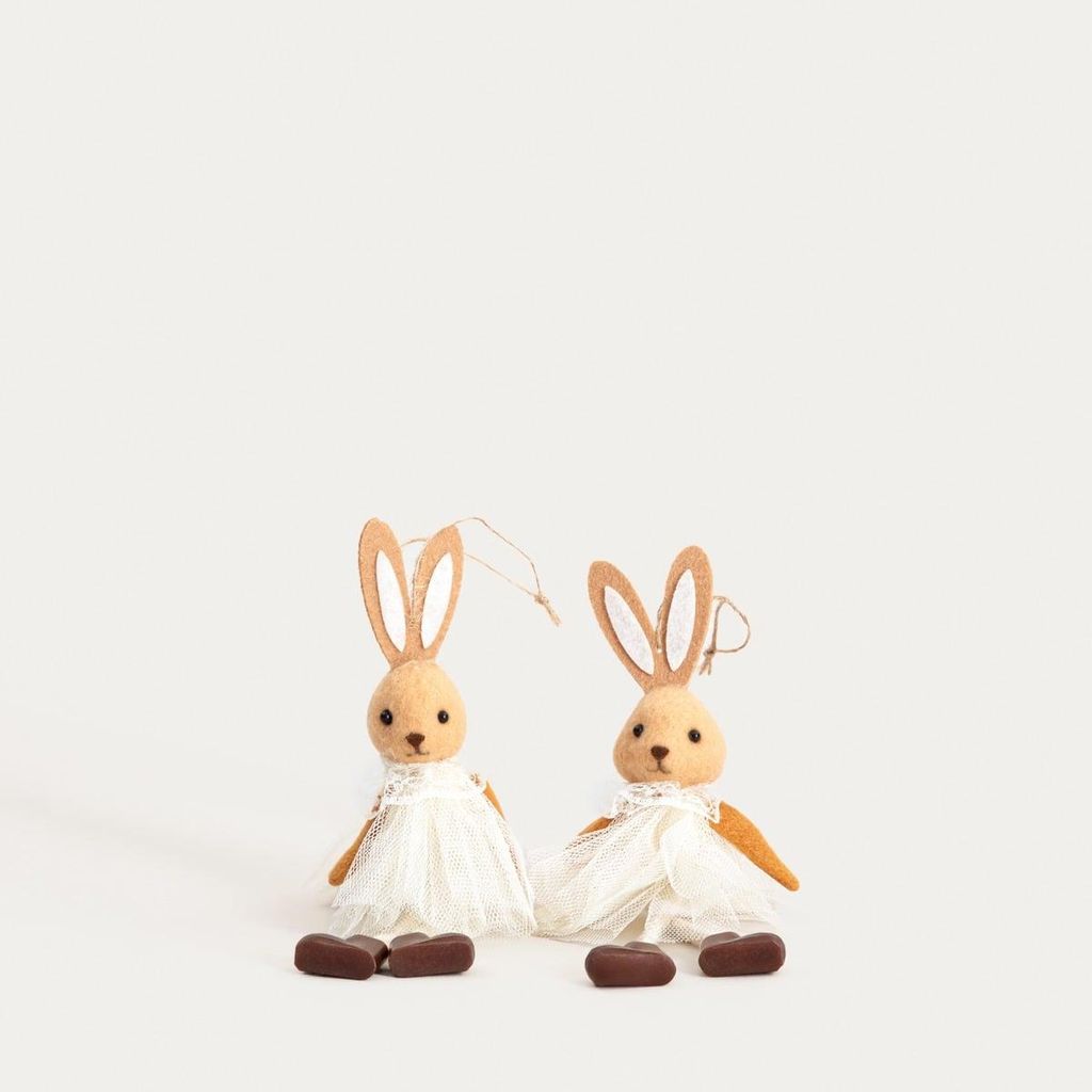 HOMLA Set von BALLERINA Hasen in Kleidern, beige, 2er-Set