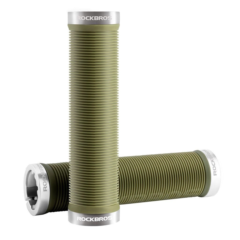 ROCKBROS Fahrradgriffe 22 mm, Rutschfestes TPE mit Aluminium-Klemmung, Lenkergriffe für MTB, Rennrad, Citybike, Gravel, Scooter, BMX Grün