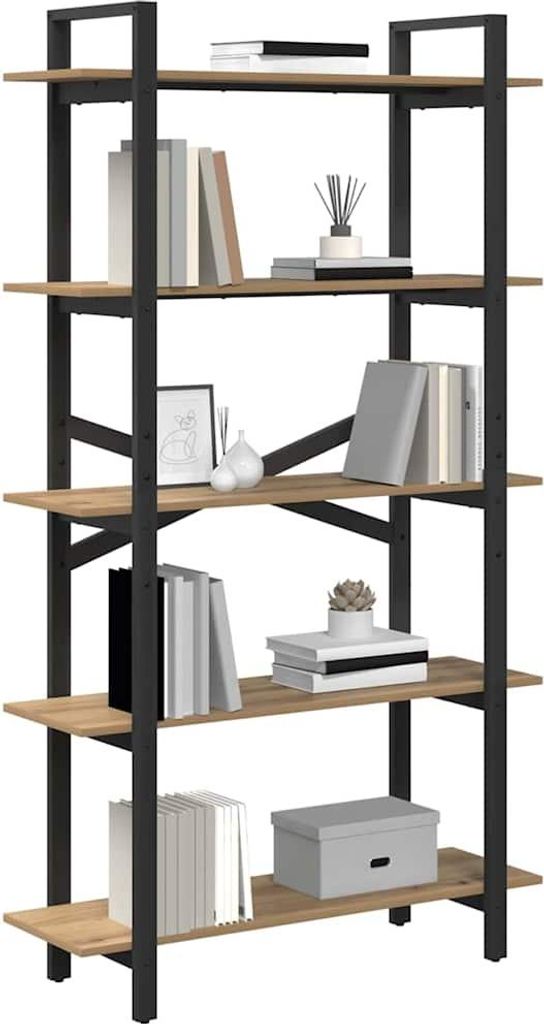 (Design 2026) Bücherregal Artisan-Eiche 100 x 33,5 x 178cm Holzwerkstoff - HOMMIE 141218 - Bücherregale