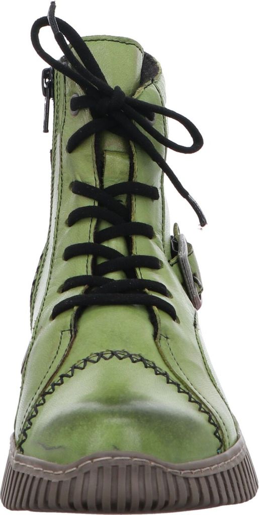 Gemini Damen Stiefelette Leder Plateau Booty mit Riemen und Schnalle 337012-02, Größe:37 EU, Farbe:Grün