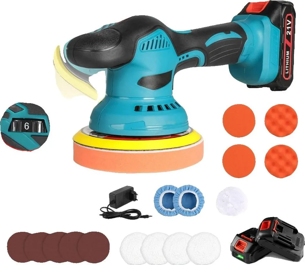 Lucidatrice a Batteria per Auto e Mobili - 6 Marce - Offerta 2 Batterie