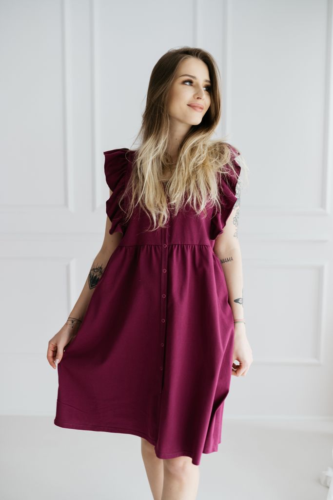 DOLCE SONNO Stillnachthemd – Umstandsnachthemd - Nachthemd für Schwangere und Stillende - 100% Baumwolle – ROMA ANYMONE XL