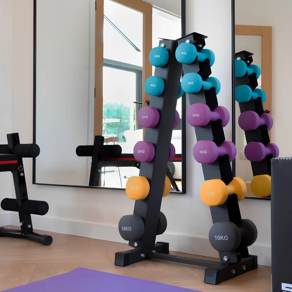 Set d'Haltères pour Musculation à Domicile avec Rack Vertical Acier - 4