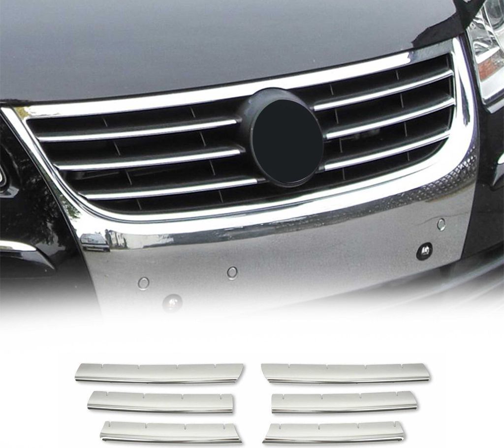 Kühlergrill Leisten Grillleisten für VW Touran 2003-2006 Edelstahl Silber 6tlg