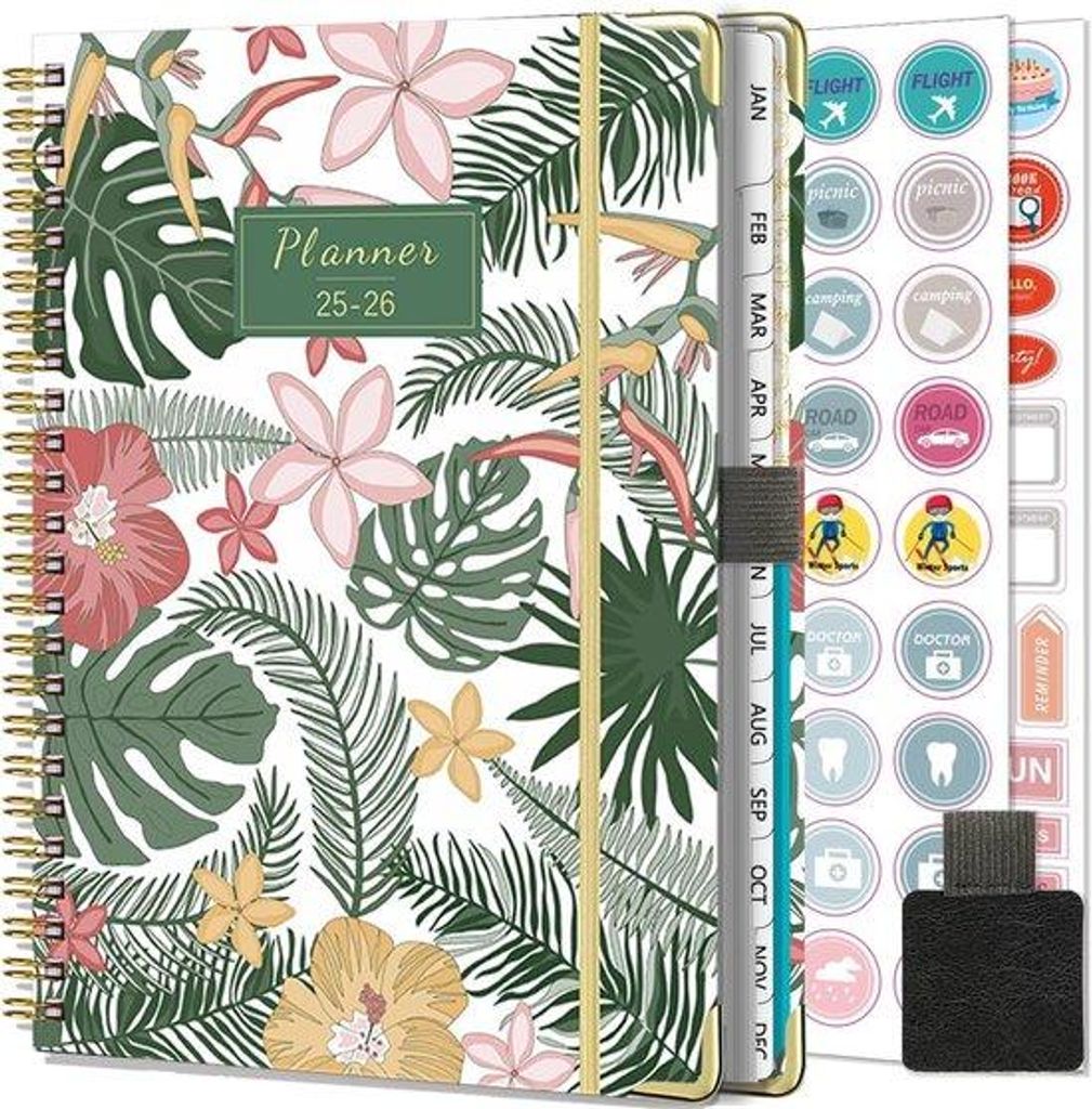 Famanu Agenda 2025 2026 Spiral-Wochenplaner mit Planungsstickern - A5 Rot